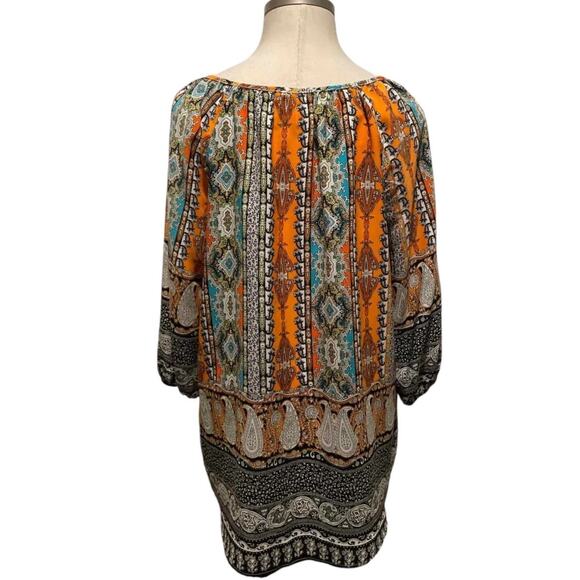 Janette Plus 2X Mixed Print Long Sleeve Scoop Neck Blouse - Picture 4 of 5